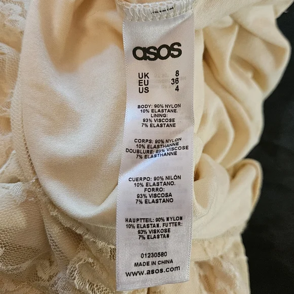 ASOS NWT women's size 4 mini bodycon off white lace overlay dress - Picture 2 of 5